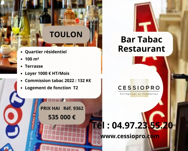 Fonds de commerce à vendre - Restauration - Toulon (83000) - 535 000 €