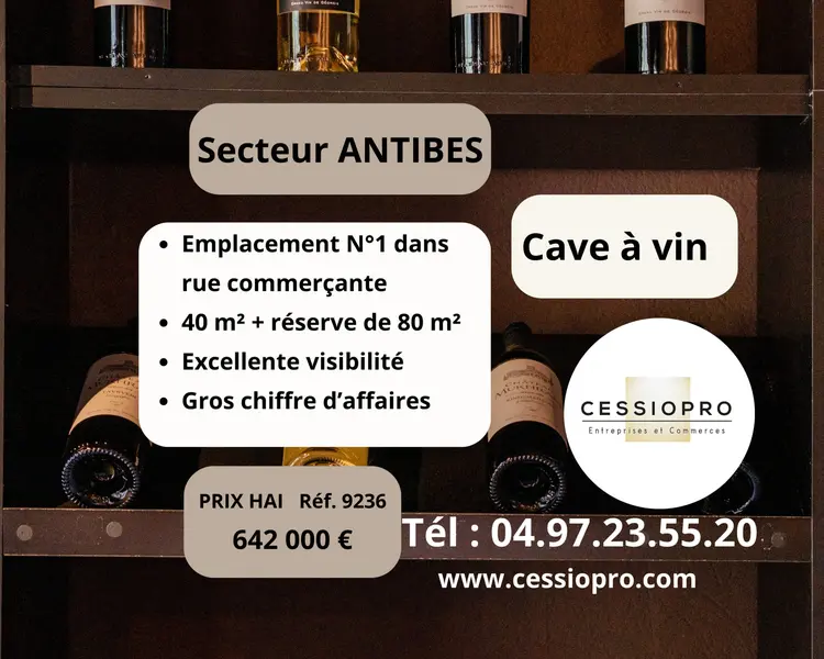 Cave à vin, emplacement No1, gros chiffre d'affaires, secteur d'Antibes