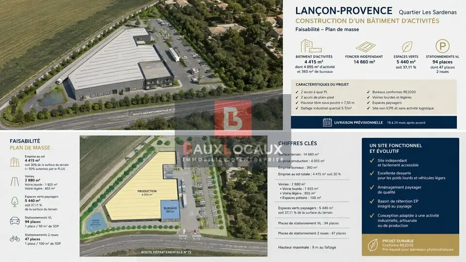 Vente en VEFA Locaux d'Activités 4 415 m² Lancon Provence